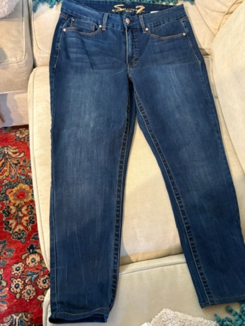 NWOT Designer Seven 7 Tummyless High Rise Skinny Stretch Blue Jeans Size 14